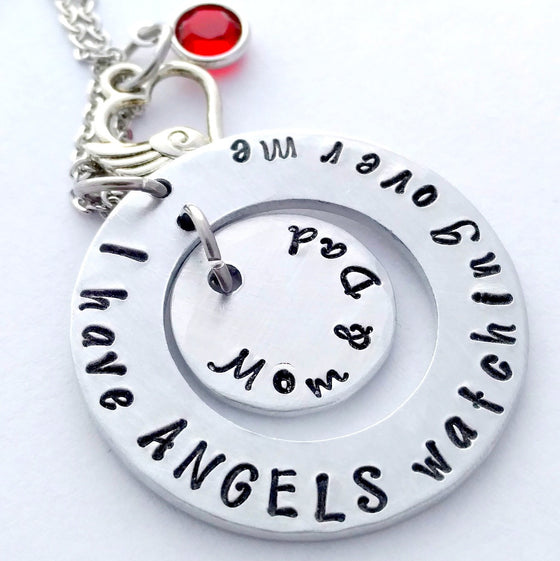 "I Have Angels Watching Over Me" Necklace with Birthstones - Bling Chicks Jewelry Accessories Gifts