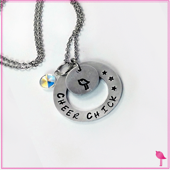Cheer Chick Handstamped Bling Chicks Necklace - Bling Chicks Jewelry Accessories Gifts