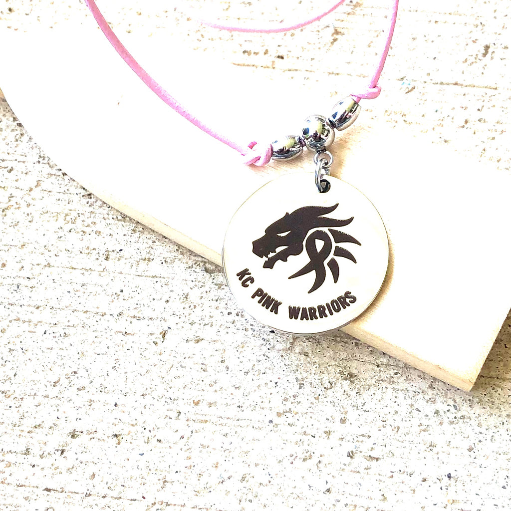 KC Pink Warriors Dragon Boat Racing  Leather Necklace Cord #01