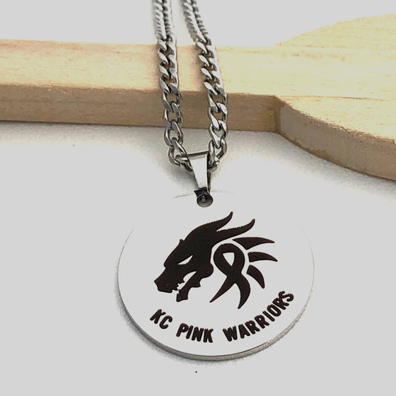  Unisex Necklace Dragon Boat racing custom necklace, stainless steel chain, KC pink warriors custom necklace, paddle boat custom necklace