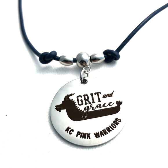 KC Pink Warriors Grits and grace., custom necklace, 