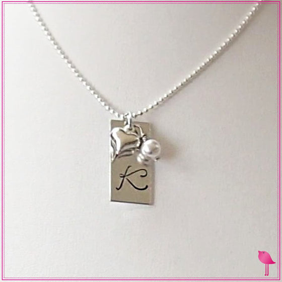 Monogram Initial Rectangle Bling Chicks Necklace - Bling Chicks Jewelry Accessories Gifts