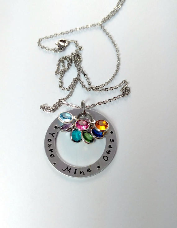 Your Mine Ours Bling Chicks Family Birthstone Necklace - Bling Chicks Jewelry Accessories Gifts