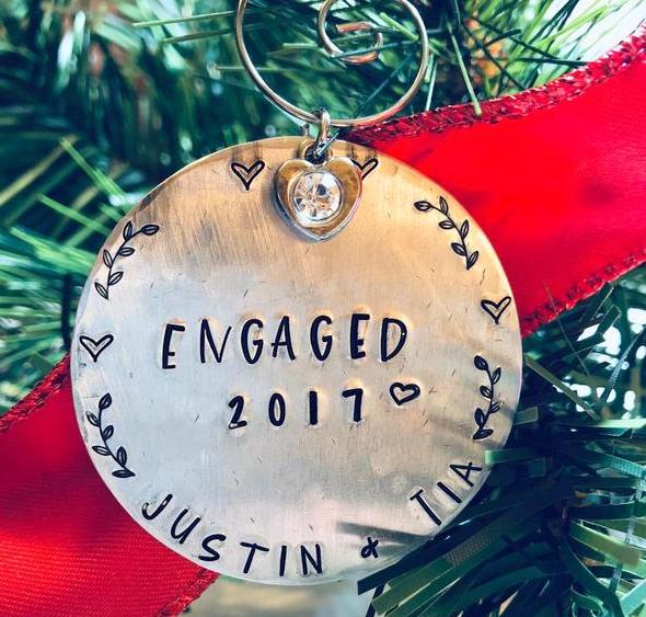 Personalized Engagement Christmas Ornament - Bling Chicks Jewelry Accessories Gifts