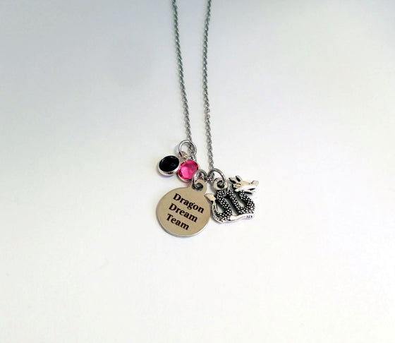 Personalized Dragon Team Charm Necklace With Crystals by Bling Chicks - D006 - Bling Chicks Jewelry Accessories Gifts