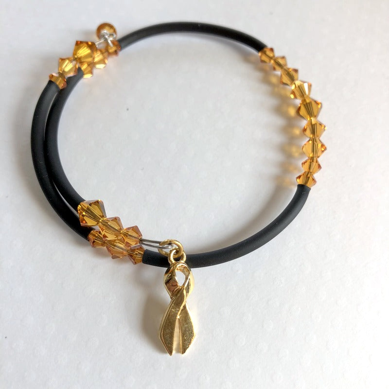 Childhood Cancer Awareness Wrap Bracelet with GOLD Swarovski® Crystals - Stack-able charm Bracelet - Bling Chicks Jewelry Accessories Gifts