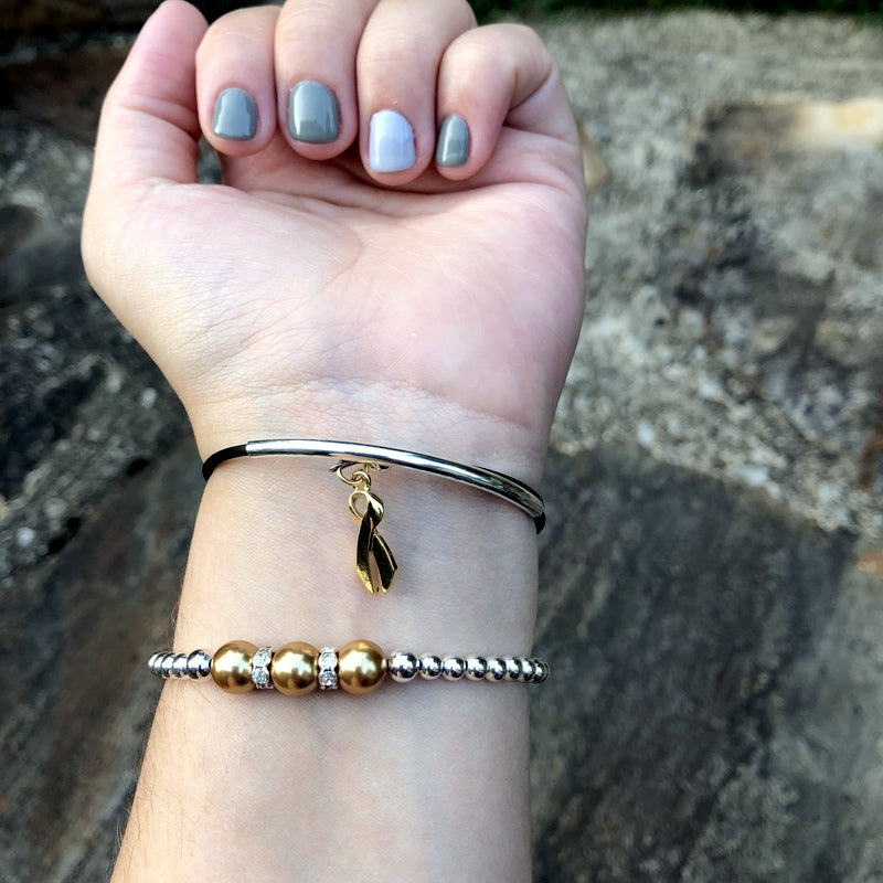 Childhood Cancer Awareness Beads Gold Swarovski Pearls– Bling Chicks