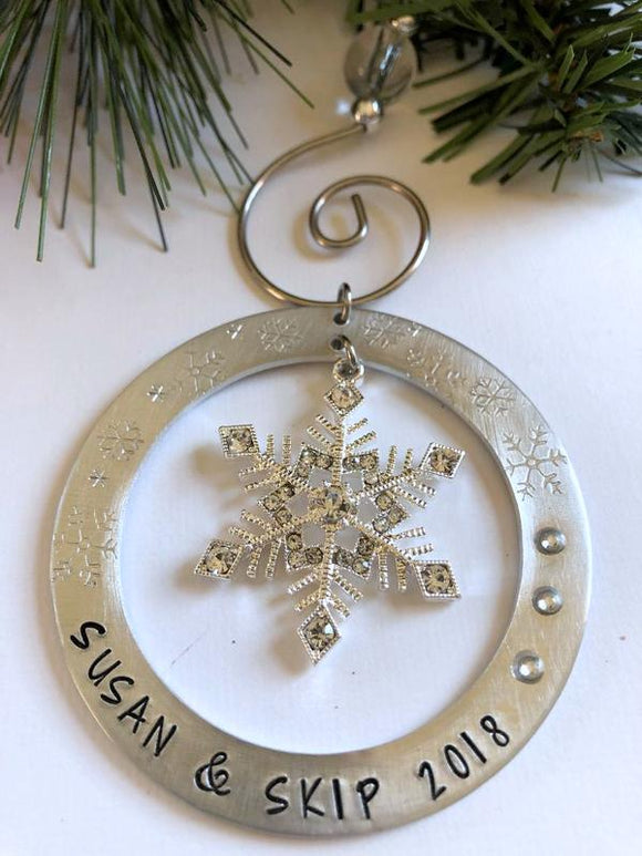 Personalized 2018 Snowflake Christmas Ornament - Bling Chicks Jewelry Accessories Gifts