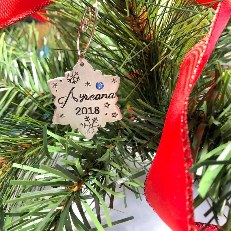 Personalized Name With Birthstone Snowflake Christmas Tree Ornament– Bling  Chicks