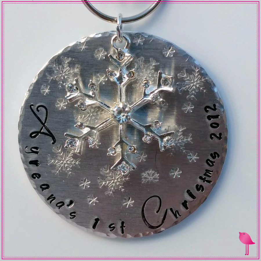 Baby's First Christmas  Hand Stamped Ornament by Bling Chicks - Bling Chicks Jewelry Accessories Gifts