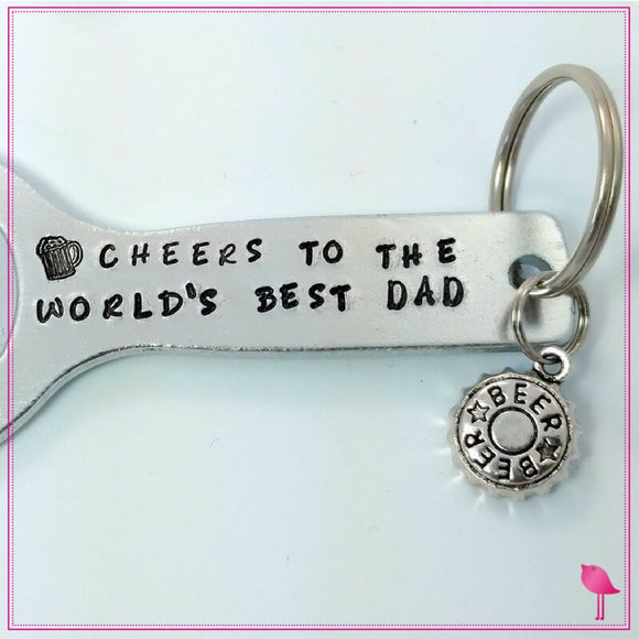 Bottle Opener Keychain Cheers To Best Dad - by Bling Chicks - Bling Chicks Jewelry Accessories Gifts