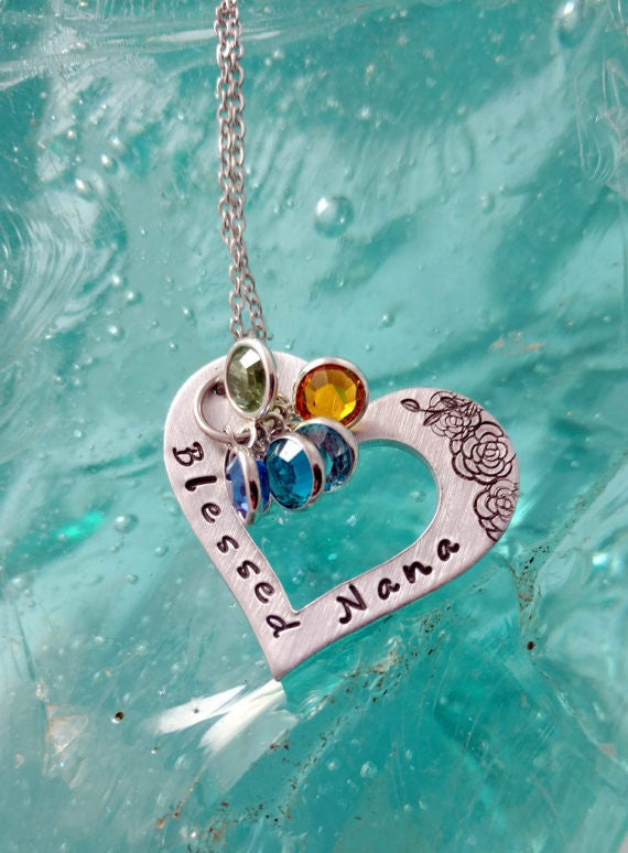 Amazon.com: GLAMCARAT Personalized heart pendant Mothers necklace with 2  birthstones 925 sterling silver – 2 custom name engraving gift for mom  grandma sister girlfriend promise necklace : Clothing, Shoes & Jewelry