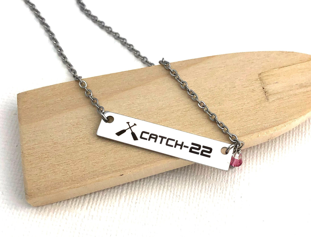 Breast Cancer, Dragon Boating, paddle boating necklace, stainless steel chain for custom necklace breast cancer survivor dragon boat racing, custom necklace for dragon boat team logo for 501c (3), silver necklace for paddlers,  woman's sports necklace