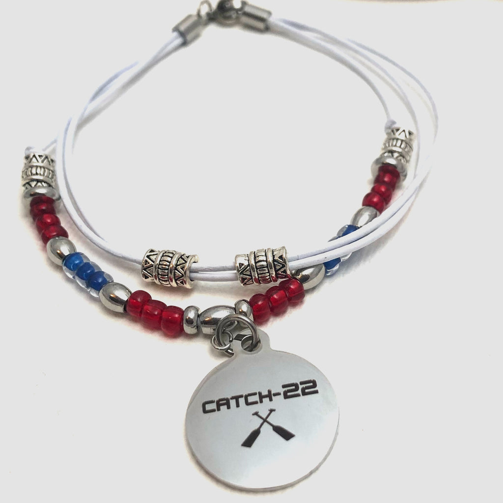 Catch-22 Layered Beaded Ankle Bracelet - Red-White-Blue