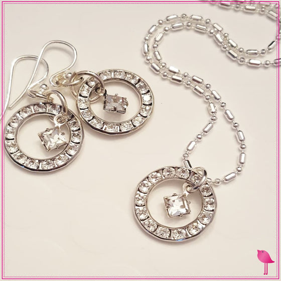 rygai 1 Set Women Necklace Elegant Gorgeous Luxury Adjustable Sparkling  Rhinestone Dangle Earrings Bracelet Kit Fashion Jewelry,White