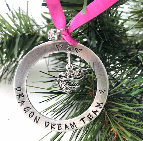 Personalized Dragon ORNAMENT Custom Team Name with Ribbon