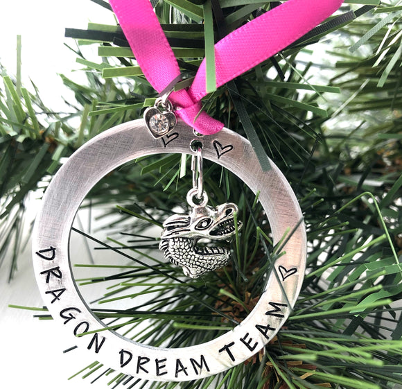 Personalized Dragon ORNAMENT Custom Team Name with Ribbon