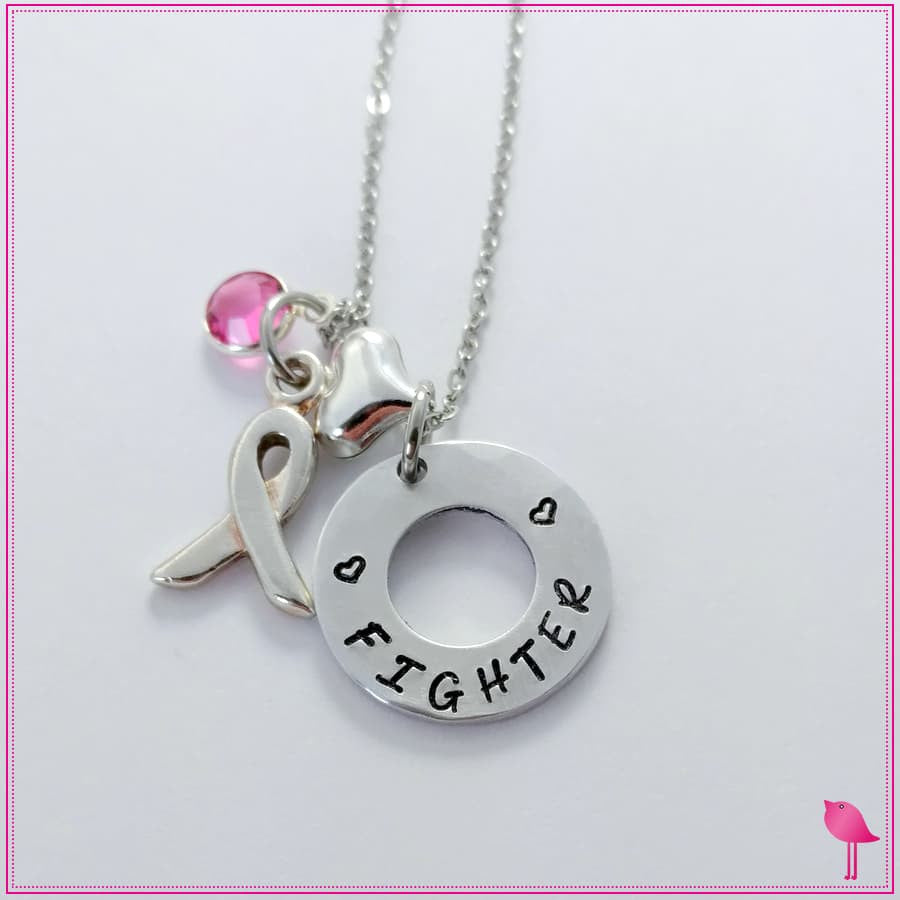 FIGHTER Bling Chicks Cancer Awareness Card with Necklace - Bling Chicks Jewelry Accessories Gifts