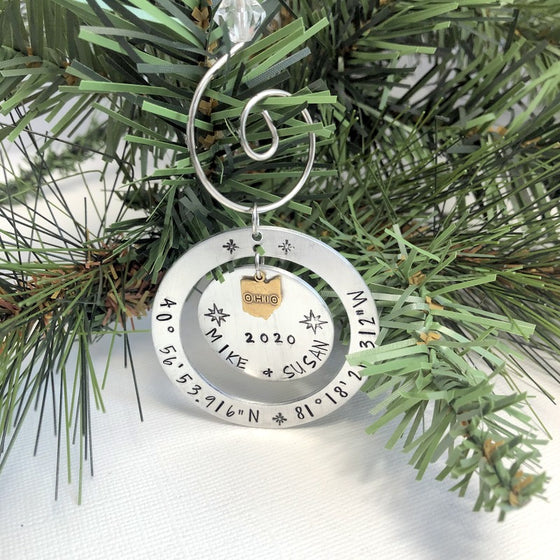 GPS Coordinates Personalized Christmas Ornament