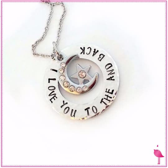 I Love You to the Moon and Back Bling Chicks Charm Necklace - Bling Chicks Jewelry Accessories Gifts
