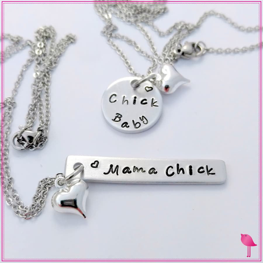 Mama Chick and Chick Baby Bling Chicks Necklace Set - Bling Chicks Jewelry Accessories Gifts
