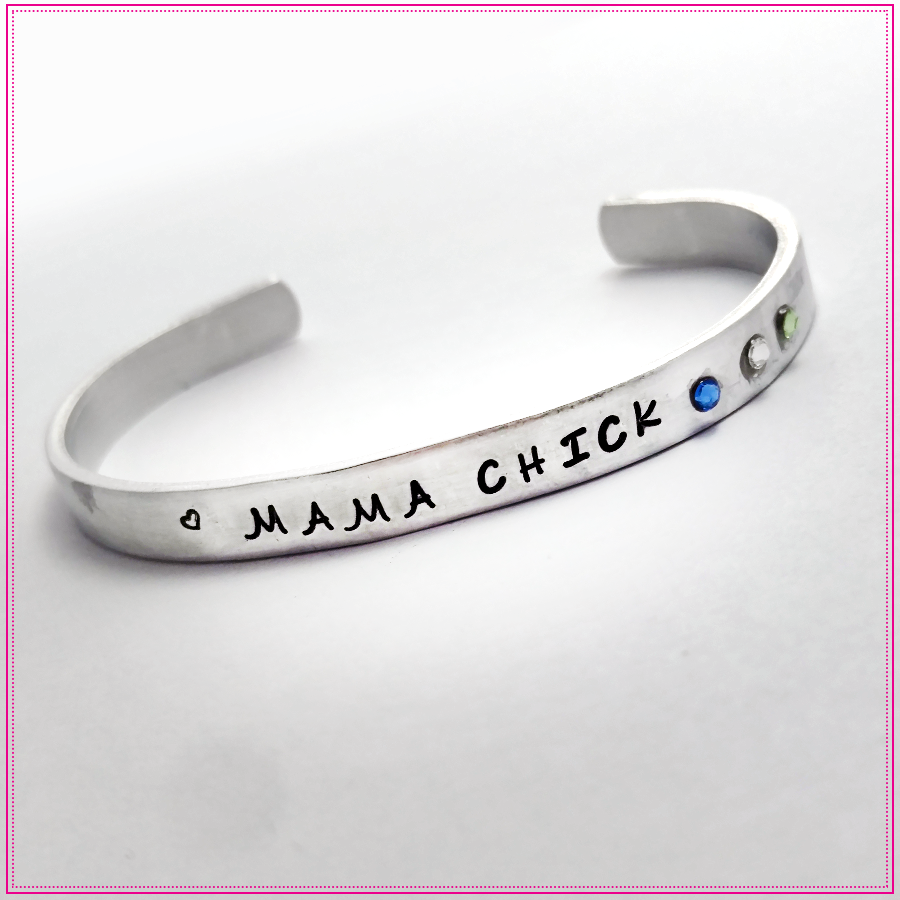 Personalized Bling Chicks Cuff Bracelet with Birthstones - Bling Chicks Jewelry Accessories Gifts
