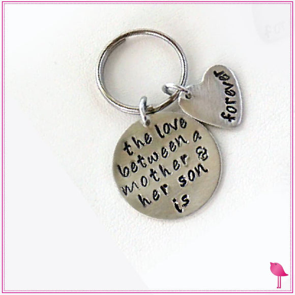 The Love Between a Mother Daughter or Son Hand Stamped Bling Chicks Keychain - Bling Chicks Jewelry Accessories Gifts