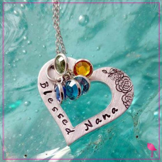 Blessed Nana, Grandma, Mimi, Nona, or Grams Bling Chicks Grand-kids Birthstone Necklace - Bling Chicks Jewelry Accessories Gifts