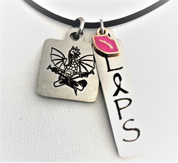 Linked in Pinks—Dragon Lips Charm Necklace  #1