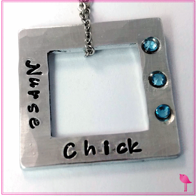 Nurse Chick Handstamped Bling Chicks Necklace - Bling Chicks Jewelry Accessories Gifts