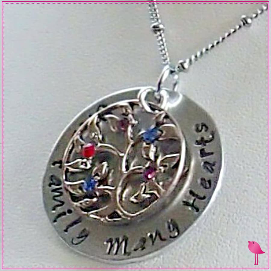 One Family Many Hearts Family Tree Bling Chicks Necklace - Bling Chicks Jewelry Accessories Gifts