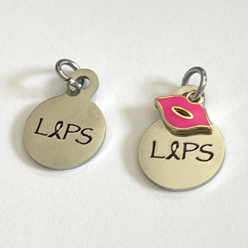 Linked In Pinks Lips Round Charm 2