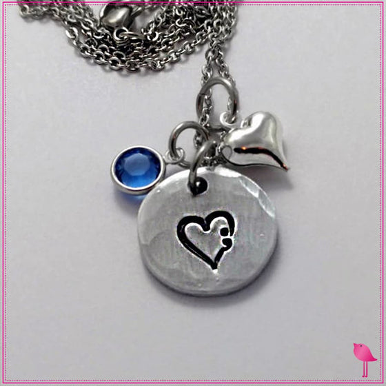 Semicolon in a heart Round Bling Chicks Necklace - Bling Chicks Jewelry Accessories Gifts