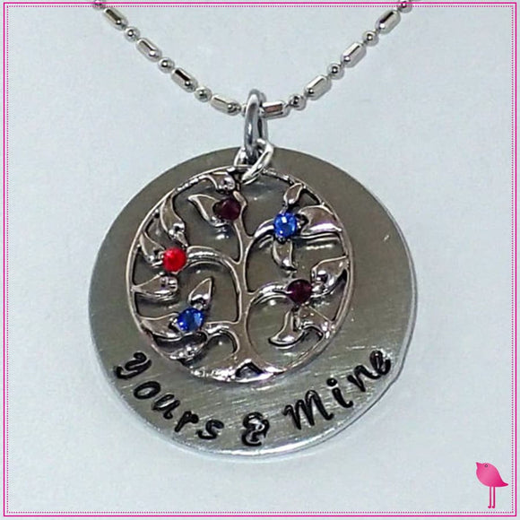 Yours & Mine Family Tree Bling Chicks Necklace - Bling Chicks Jewelry Accessories Gifts
