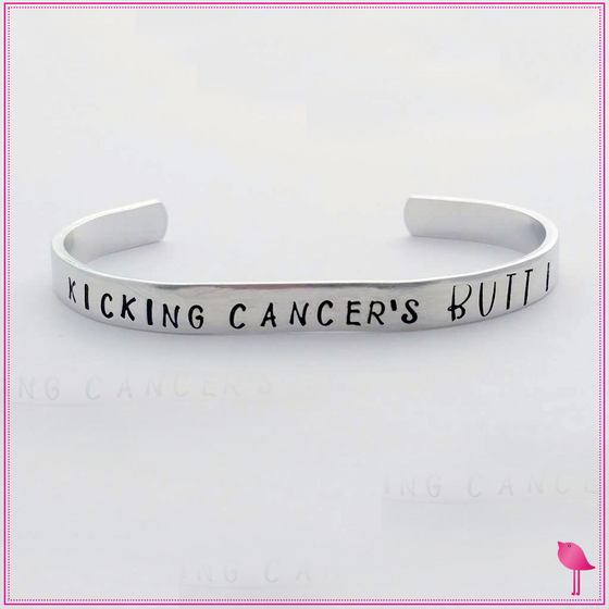 CANCER Awareness Kicking Cancer's Butt Cuff Bracelet by Bling Chicks - Bling Chicks Jewelry Accessories Gifts