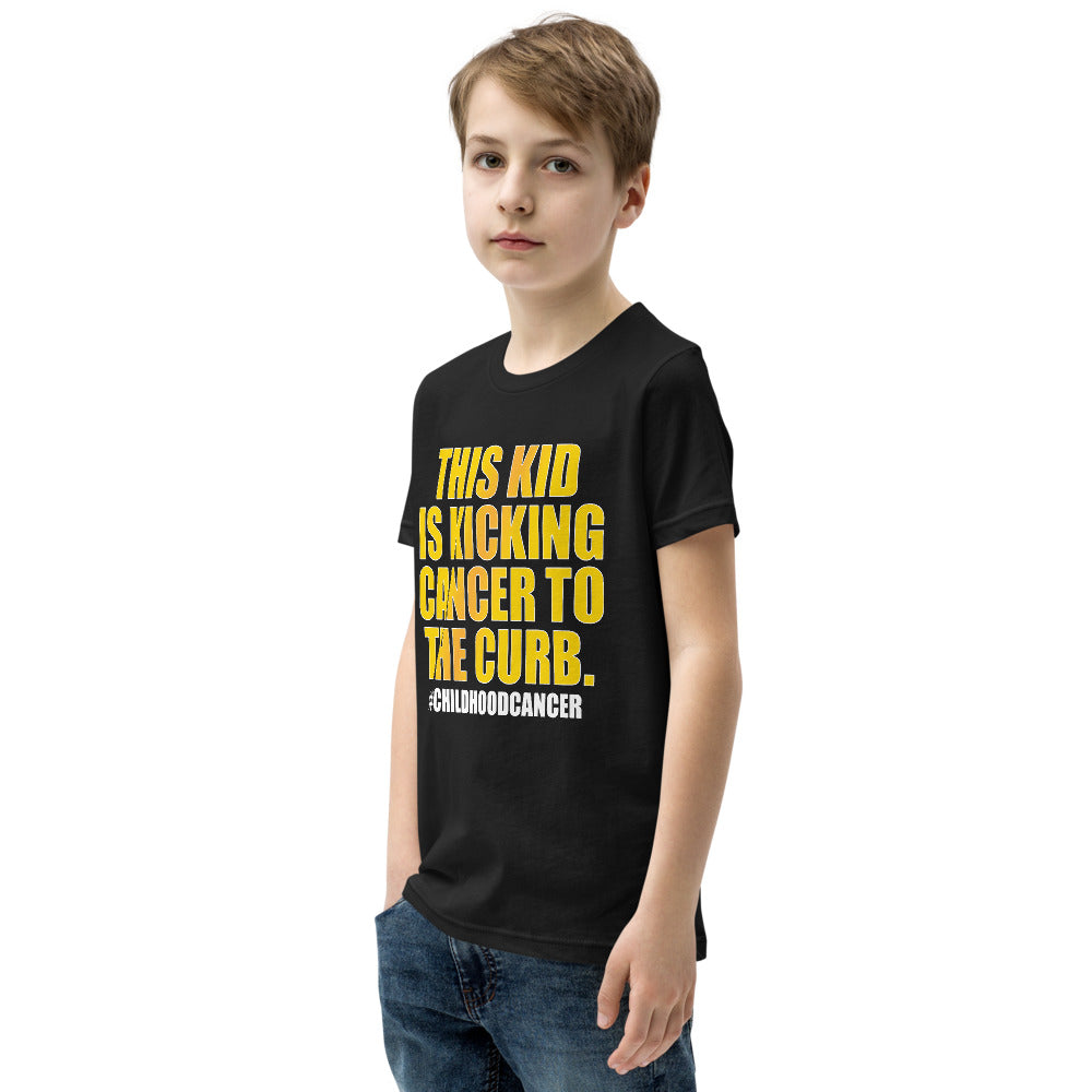 This Kid Is Kicking Cancer To The Curb - Youth Short Sleeve T-Shirt