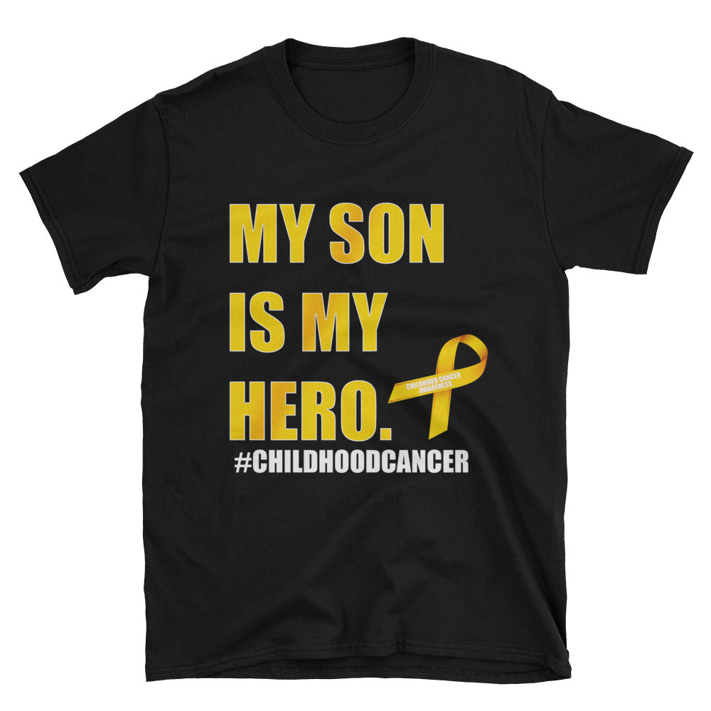 Unisex T-Shirt "My Son is my HERO" Childhood Cancer Awareness - Bling Chicks Jewelry Accessories Gifts