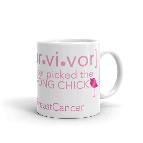 SURVIVOR Cancer Picked the Wrong Chick Breast Cancer Mug by Bling Chicks - Bling Chicks Jewelry Accessories Gifts